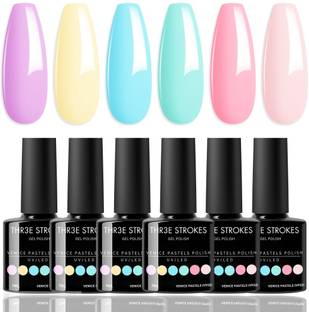 THR3E STROKES UV Gel Nail Polish Set Elegant Pastel Colors Glossy Finish Gel Polish Kit 7.5ml Venice Pastels V22