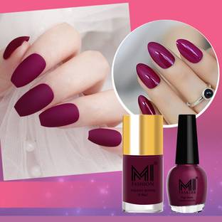 MI FASHION Glimmer and Grim A Bold and Mysterious Matte Nail paint Combo Dark Purple,Magenta