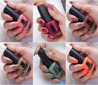 AQ FASHION New Pastel HD Shine Color Nail Polish Combo Set ( POOJA 04) Brick Red, Van Dyke Brown, Ruby Magenta, Mahogany Brown, Baby Pink, Emerald Green