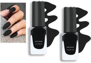 GFSU - GO FOR SOMETHING UNIQUE COMBO VELVET BLACK DULL MATTE NAIL PAINT LONG WEAR black