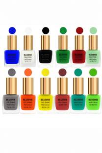 BLUSHIS Gel Shine Nail Color (11m) Black,Dusty blush,Lime,candy orange,Grey,Lemon,parrot green,White,Navy Blue,Black,Forest green,red