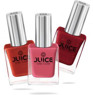 Juice Nail Paint Combo 24 Coral Sunset - 292, Golden Orange - 249, Firey Red - 208