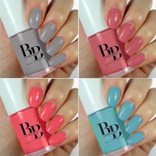 BB LOOKS BEAUTY HD Colors High-Shine Long Lasting, Non Toxic Professional Nail Polish Set of 4 Grey, Frozen, Garnet, Pink Mauve