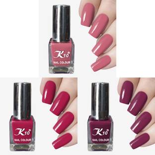 K10 Quick-dry, Long Lasting, Premium quality Nail polish Combo set Dark,Purple,Dustyrose,Burgundy