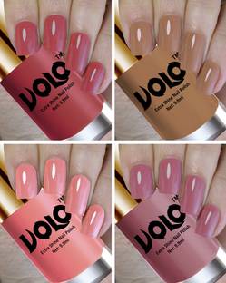 Volo HD Colors High-Shine Long Lasting Non Toxic Professional Nail Polish Set of 4 Combo No-4 Tan, Dark Nude, Nudes Spring, Candy Cotton