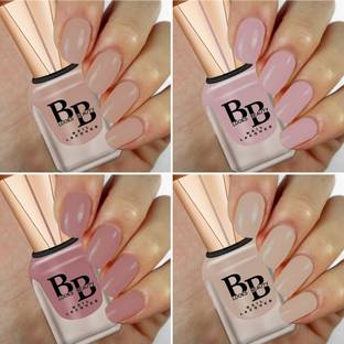 BB LOOKS BEAUTY High Pigment Shine Like Stars, Glossy Finish, Pack of 4 Nail Polish Biscotti, Crème Waffle, Salmon Pink, Nude
