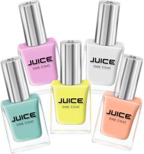 Juice | ONE COAT | NAIL PAINT COMBO | LONG LASTING | 11ML EACH | PACK OF 5 | BALLET SLIPPER - 31, BRISTOL FOG - 76