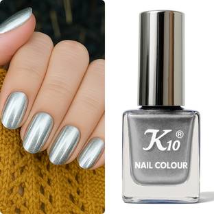 K10 Quick dry Metallic shining Nail Polish12 ML Silver