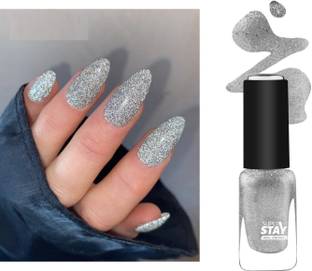 Arcanuy nail polish glossy finish silver glitter SILVER
