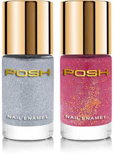 Posh 3D SAND TEXTURE NAILPOLISH, QUICK DRY,TOXIN FREE,9 ML EACH,103,104 HOT PINK, SILVER