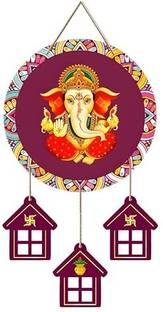 NXI Oval Printed Ganesha With 3-Home Wall Hanging for Home|Office|Gift|Temple Decor