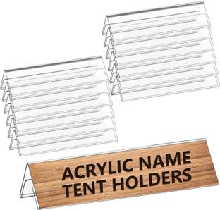 NSSP Glass Acrylic V Shaped Desktop Display, Name Stand for Home,Office(10 inch-pack of 10) Name Plate