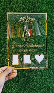 PY Creations Polypropylene Shubh Vivah Customized Name Plate – Couple Art with Memory Frames, Wedding Gift Name Plate