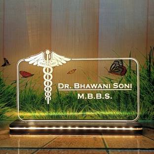 BeamCarft Polypropylene Doctor Table Desk Name Plate for Home Office Table Top Name Plate