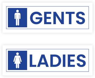 SignsExpress Plastic Washroom Name Plate for Door or Wall, Pair of Male and Female, Signboard 12x4 Inch Name Plate