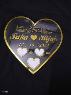 Qubool hai Plastic Heart Shape nikah name Couple Thumb plate Wedding Thumb Print Name Plate
