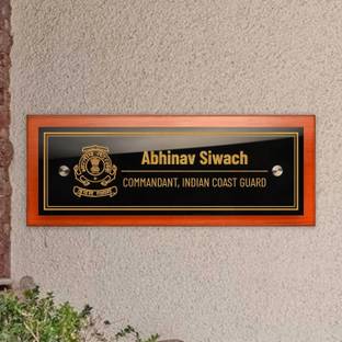 Mystica Wooden Indian Coast Guard wooden floating nameplate Name Plate