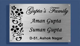 SEF Graphix Stainless Steel Flower Design Name Plate
