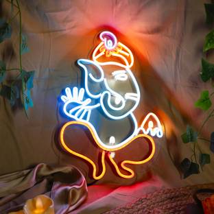 OVG Plastic Ganesh ji neon Sign, 12inch × 18inch neon led Light For mandir (Include Adapter) Name Plate