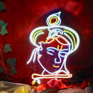 OVG Plastic Krishna ji neon Sign, 12inch×18inch neon led Light For mandir (Include Adapter) Name Plate