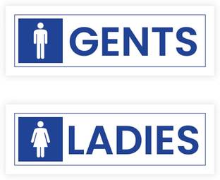SignsExpress Plastic Washroom Name Plate for Door or Wall, Pair of Male and Female, Signboard 12x4 Inch Name Plate