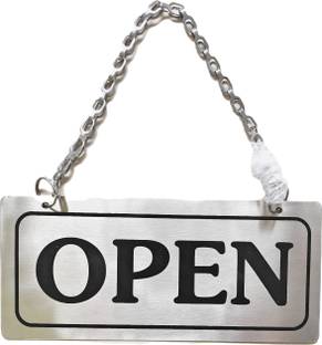 90 Degree Stainless Steel Open Closed Reversible Wall Door Hanging, Sign Display Board Tag for Shop Name Plate
