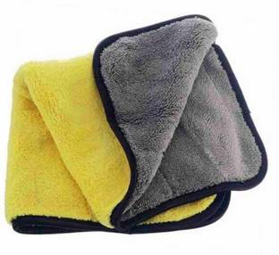 SNAN Microfiber Vehicle Cleaning Cloth 550GSM pack of 1 Yellow, Grey Cloth Napkins