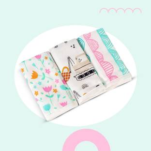 MeeMee Mee Mee Super Soft 100% Cotton Napkins | Reusable Hygiene Wash Cloth, Pk-3 Assorted Cloth Napkins