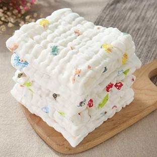 Babking Baby Muslin Washcloth Natural Purified Cotton Baby Wipes PACK OF 5 PCS White Cloth Napkins