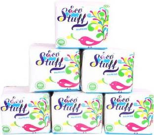 Eco Stuff Soft Tissue Paper White Napkin Pack of 6*100 White Paper Napkins