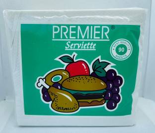 Premier SERVIETTE TISSUE PAPER NAPKINS PACK OF 10 (90 SHEETS EACH) White Paper Napkins