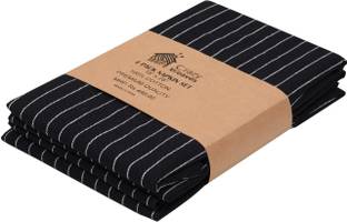 CRAZYWEAVES BLACK MINI STRIPE Black, White Cloth Napkins