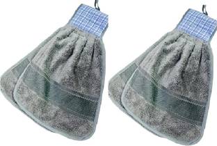 Sapna FX SMD Hanging Cotton Washbasin Napkin/Hand Towel for Kitchen and Bathroom Grey Cloth Napkins