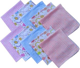 Trance Home Linen 100% cotton malmal Baby Handkerchief| Napkins Stars Clouds Napkins (Pack of 5) Stars and Clouds Cloth Napkins