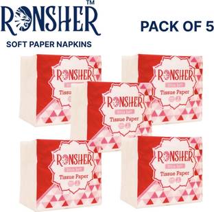 RONSHER 1 Ply 5 Set, 100 Pulls per pack White Paper Napkins
