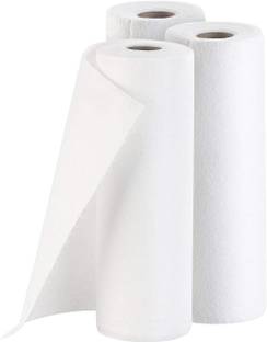 PEARSILK (Pack Of 3) 4 Ply 100 Pulls Super Absorbent Kitchen Cleaning Towel Roll White Paper Napkins