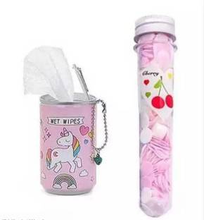 RHINETOYS Unicorn Wet Wipe Tin + Portable Paper Soap Bottle Combo (Color may vary) Multicolor Paper Napkins