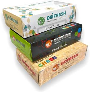 Oxi Fresh Tissue Box 2 Ply 450 Sheets | 75 Pulls Pack of 3 | Facial Tissue | Car Tissue Multicolor Paper Napkins