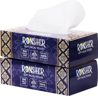 RONSHER 2-ply Premium Facial tissue paper| 100 pulls |Pack of 2