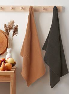 SumoFabric Cotton Kitchen Towels, Super Absorbent & Quick Dry Black, Brown Cloth Napkins