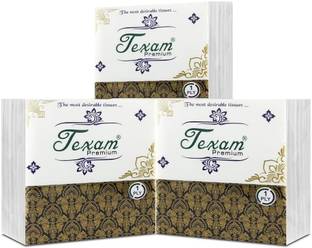 TEXAM Premium Soft 1 Ply Tissue Paper Napkins Box - Table Top - 100 Serviettes Per Pack -3 Packs - Total 300 serviettes 27cm x 30cm Light Orange Paper Napkins