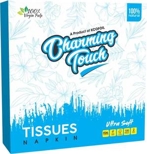 Kcofoil Charming Touch Tissue Napkins 2 Ply 33*33 Net Quantity 100 Pulls. Pack of 1 Blue Paper Napkins
