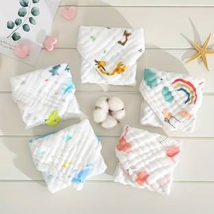 SYGA Baby Napkin Six-Layer Gauze 30 * 30 Printed Design Small Square Multicolor Cloth Napkins
