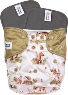 Bear & Bunny Washable Reusable Cloth Diaper,Free Size|for Kids 0-3 Yrs|1 Diaper & 2 insert