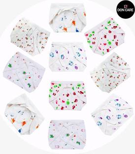 DON CARE Reusable Baby Cotton Nappies for Infants (0-6 Months) - 10 Pcs-Pack