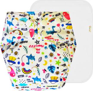 Dumbledo Reusable Washable Quick Dry 1 White Cloth Diaper With White Insert