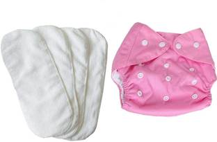 Yutiriti 5 Pc Combo 1 Pc Plain Adjustable Diaper 4 Pc Diaper Changing Insert Cloth Pad for Babies