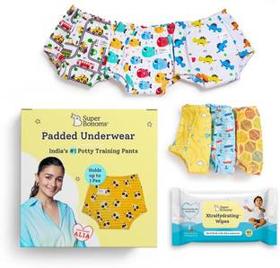 Superbottoms Pack of 6 Padded Underwear and 40 XtraHydrating Wipes