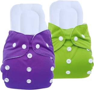DECRONICS Baby Cloth Diapers Reusable With 5 Layer Inserts, (2 Cloth Diaper + 2 Insert)