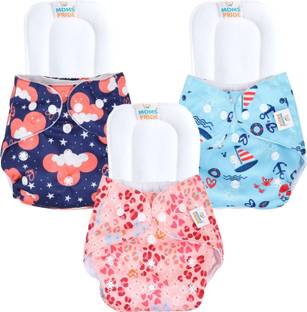 MOM'S PRIDE Reusable Exclusive Cloth Diapers With Microfiber Inserts Pack of 3